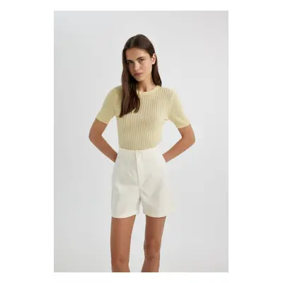 DEFACTO Crew Neck Rib Short Sleeve Knitted T-Shirt