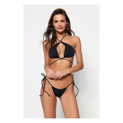 Trendyol Black Halter Neck Příslušenství Bikiny Top