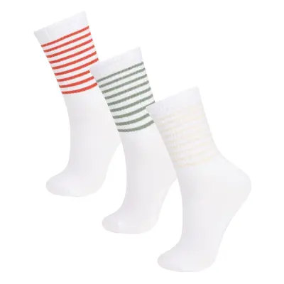 DEFACTO Women's Comfortable Elastic 3-Pack Cotton Long Socks