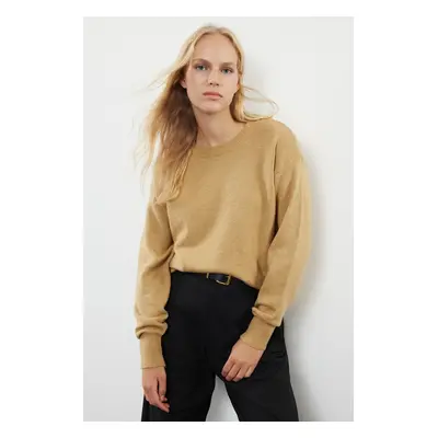 Trendyol Beige Wool Wide Pattern Basic Knitwear Sweater