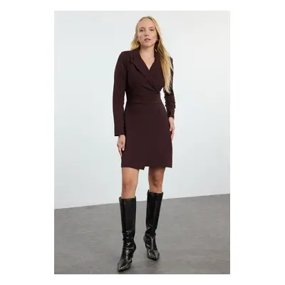 Trendyol Brown Double Breasted Mini Woven Dress