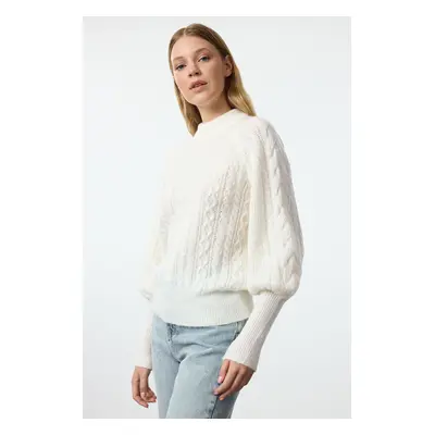 Trendyol Ecru Soft Textured Hair Knitted Sweater