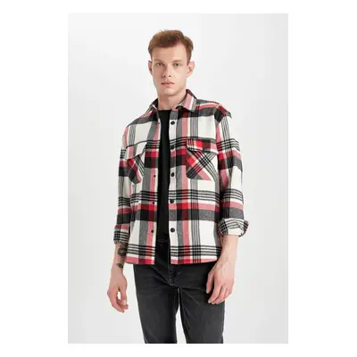 DEFACTO Relax Fit Polo Collar Plaid Lumberjack Flannel Cotton Long Sleeve Shirt