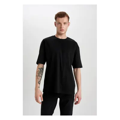 DEFACTO Oversize Wide Pattern Crew Neck Short Sleeve Heavy Fabric Basic Plain T-Shirt