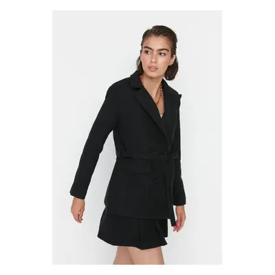 Trendyol Black Belted Woven Lined Jacket