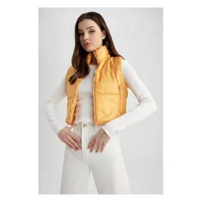 DEFACTO Slim Fit Stand Collar Crop Zippered Puffer Vest