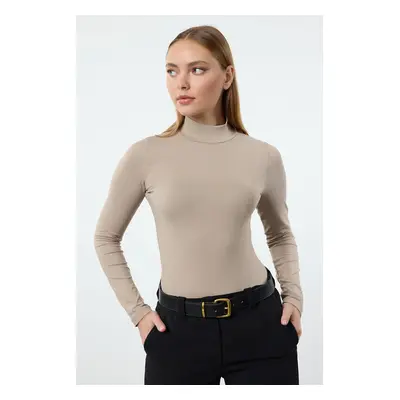 Trendyol Mink Polimaid Turtleneck Slim/Fits the Body Regular Knitted Blouse