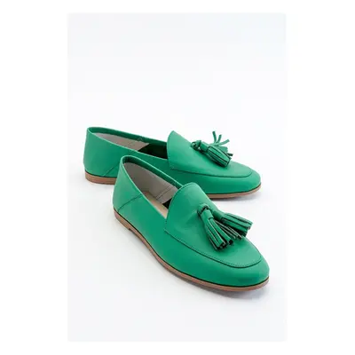 LuviShoes F04 Dark Green Skin Genuine Leather Shoes