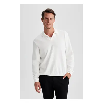 DEFACTO Regular Fit Polo Neck Jacquard Knitwear Sweatshirt