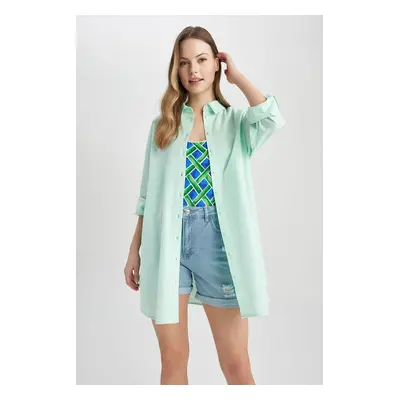 DEFACTO Fall In Love Regular Fit Cotton Beach Shirt