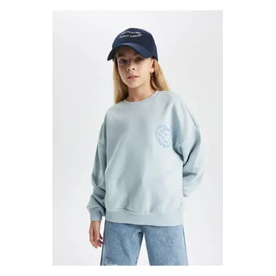 DEFACTO Girl Relax Fit Crew Neck Sweatshirt