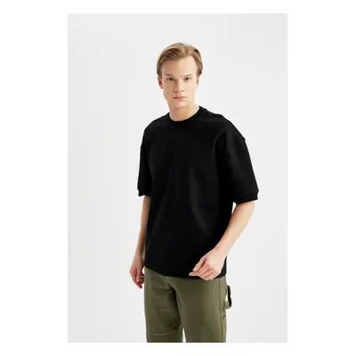 DEFACTO Loose Fit Crew Neck Short Sleeve Heavy Fabric Basic Plain T-Shirt