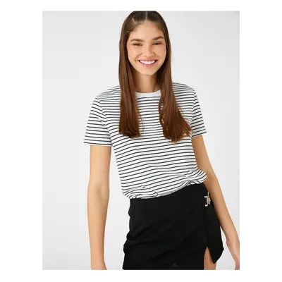 Koton Striped T-Shirt, Crew Neck Short Sleeved