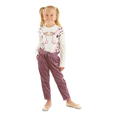 Denokids Giraffe Girl's T-shirt Velvet Trousers Set