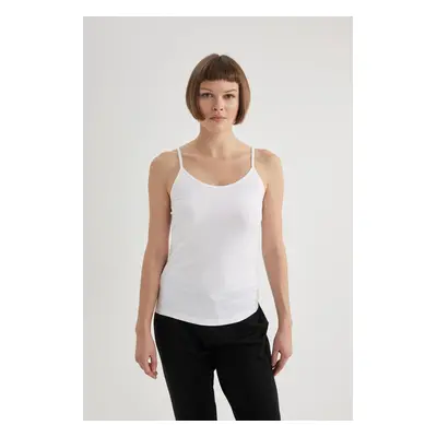 DEFACTO Fall In Love Cotton Thin Strap White Undershirt