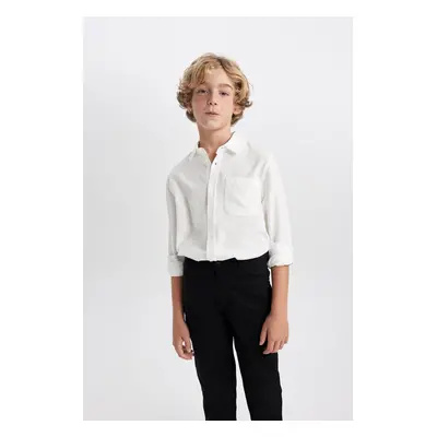 DEFACTO Boys White Oxford Long Sleeve School Shirt