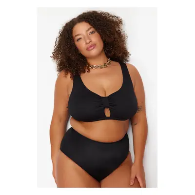 Trendyol Curve Black Knot Detailed Textured Bikini Top