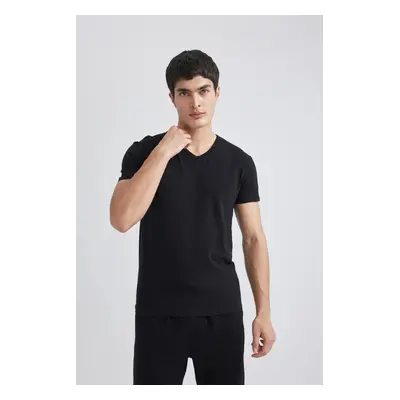 DEFACTO Slim Fit V Neck Short Sleeve Top