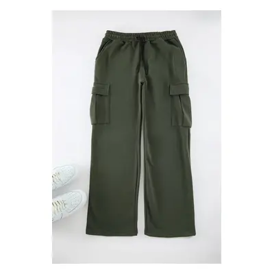 Trendyol Khaki Wide Leg/Wide Cut Cargo Pocket Sweatpants