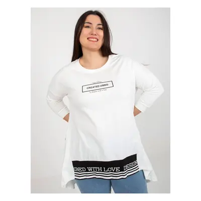 Ecru mikina plus size tunika s 3/4 rukávem