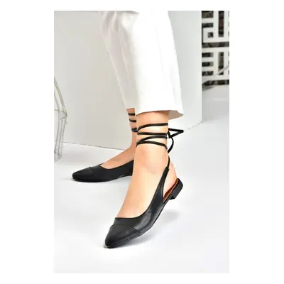 Fox Shoes Black Women's Flats with Tie Ankles