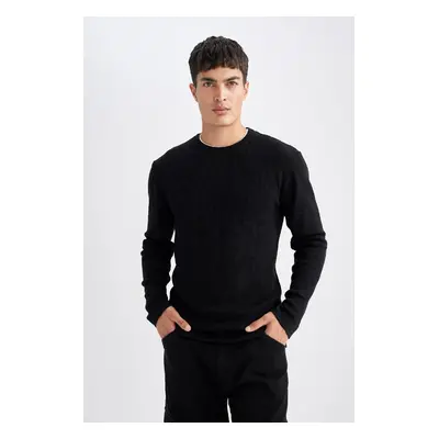 DEFACTO Relax Fit Crew Neck Collar Inside Combed Cotton Knitwear Sweater