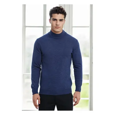 64721 Dewberry Half Turtleneck Woolen Mens Knit Sweater-INDIGO