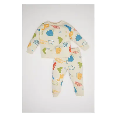 DEFACTO Baby Boy Patterned Seasonal Sweatshirt Tracksuit Bottom Top Set