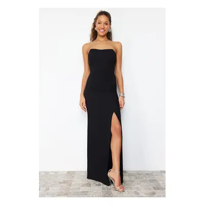 Trendyol Black Body-fitting Woven Long Elegant Evening Dress