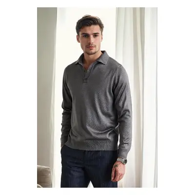 28296 Dewberry Polo Neck Mens Knit Sweater-ANTHRACITE