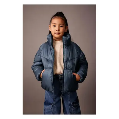 DEFACTO Girl Water Repellent Stand Collar Pocket Zippered Puffer Jacket