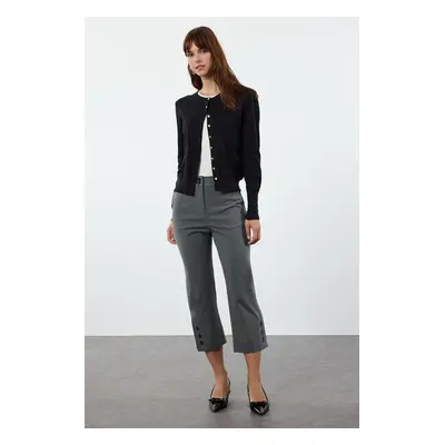 Trendyol Gray Capri Buttoned Woven Fabric Trousers