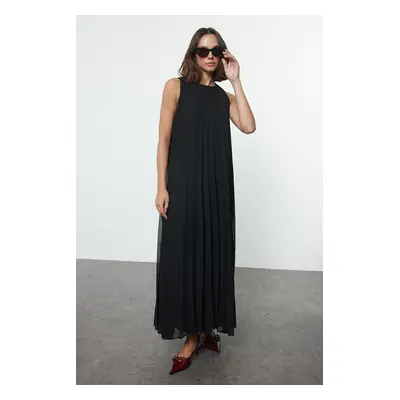 Trendyol Black Pleated Woven Underwear Dress