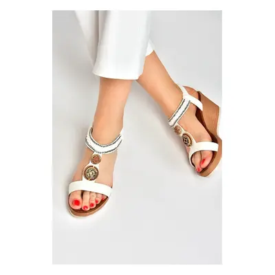 Fox Shoes White Wedge Heeled Women's Sandals