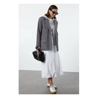 Trendyol Gray Hooded Sweatshirt Detailed Woven Jacket