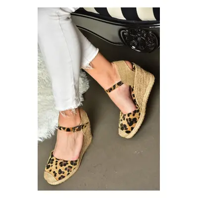 Fox Shoes P241612017 Leopard Straw Wedge Heels Women's Shoe