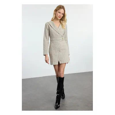 Trendyol Beige Plaid / Checkered Woven Dress