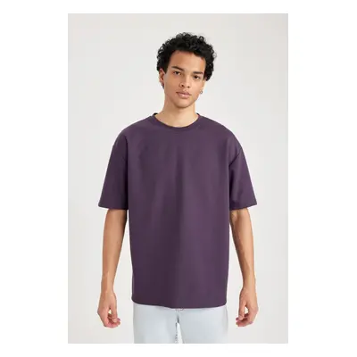 DEFACTO Oversize Wide Pattern Crew Neck Short Sleeve Heavy Fabric Basic Plain T-Shirt