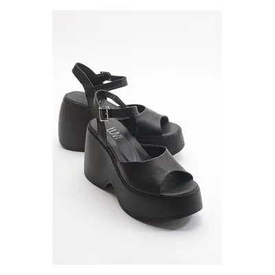 LuviShoes Abbon Black Skin Genuine Leather Women's Sandals