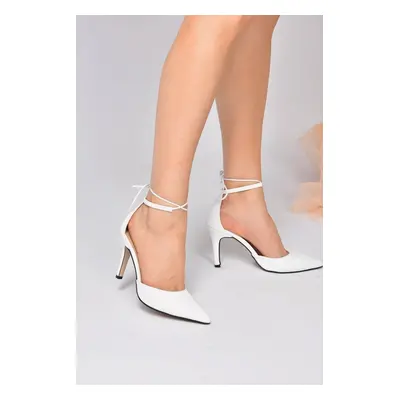 Fox Shoes Women's White Faux Leather Pointed Toe Heeled Shoes