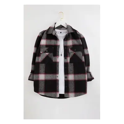 Trendyol Black Regular Fit Winter Checkered Lumberjack Shirt Jacket