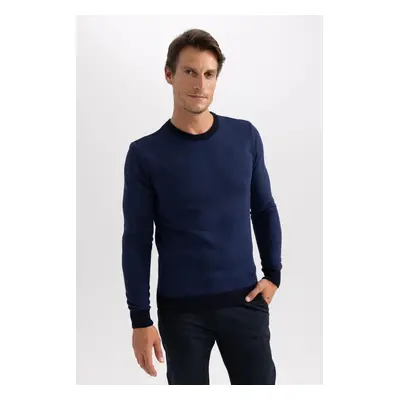 DEFACTO Navy Blue Standard Fit Regular Cut Crew Neck Knitwear Sweater