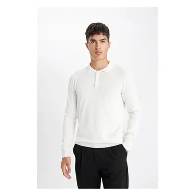 DEFACTO Standard Fit Regular Cut Polo Collar Soft Textured Premium Knitwear Sweater