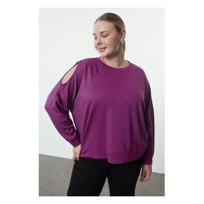 Trendyol Curve Purple Crew Neck Knitted Sweatshirt