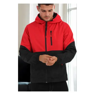 23691 Dewberry Two Color Hooded Mens Sports Coat-RED-BLACK