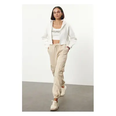 Trendyol Brown Poplin Woven Garni Detailed Basic Jogger Knitted Sweatpants