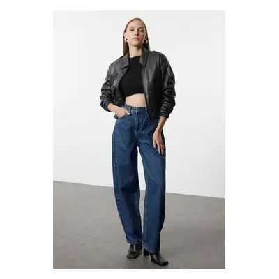 Trendyol Dark Blue More Sustainable High Waist Skater Baggy Jeans