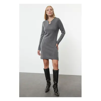 Trendyol Anthracite Mini Knit Soft Texture Dress