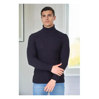 19295 Dewberry Turtleneck Mens Sweater-NAVY BLUE