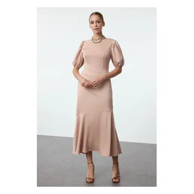 Trendyol Beige A-Line Satin Woven Dress